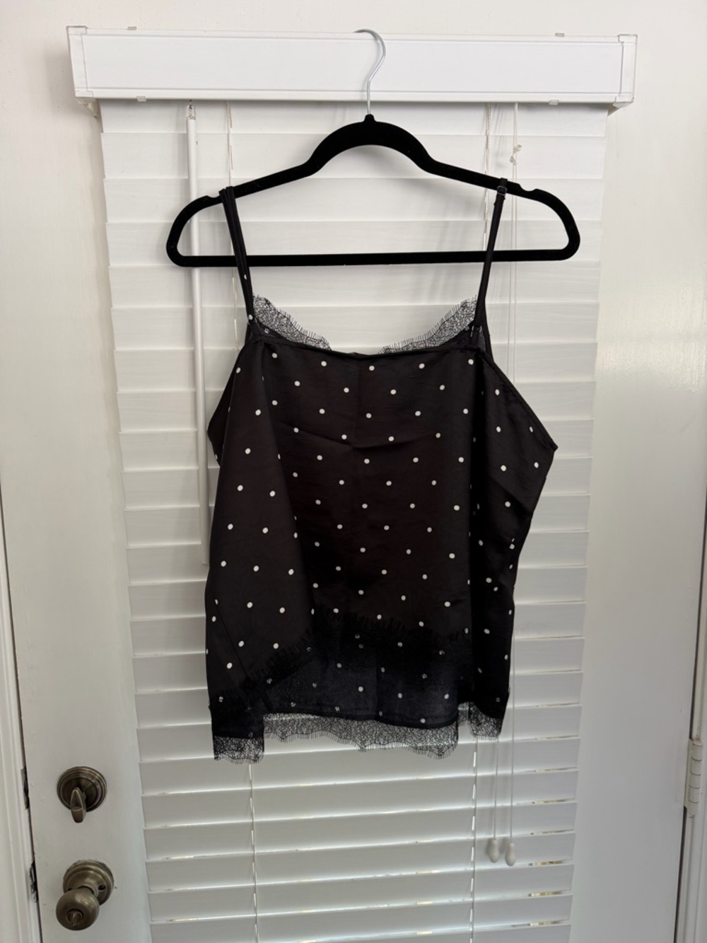 LOFT Black Polka Dot Lace-Trim Camisole - Picture 3 of 3